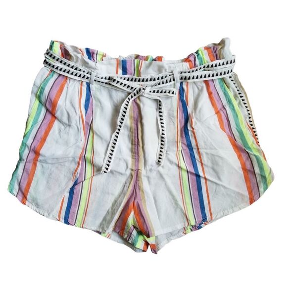H&M LEMLEM Rainbow Multi Stripe Crop Top & Short Set XL 5 0289 - Picture 3 of 11
